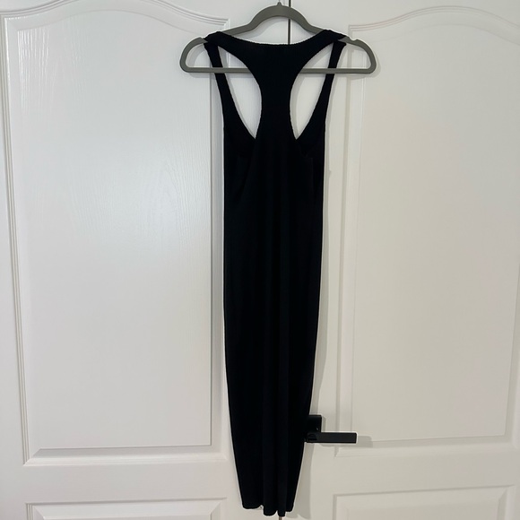 black ribbed button down midi bodycon scoop neck - Picture 3 of 4